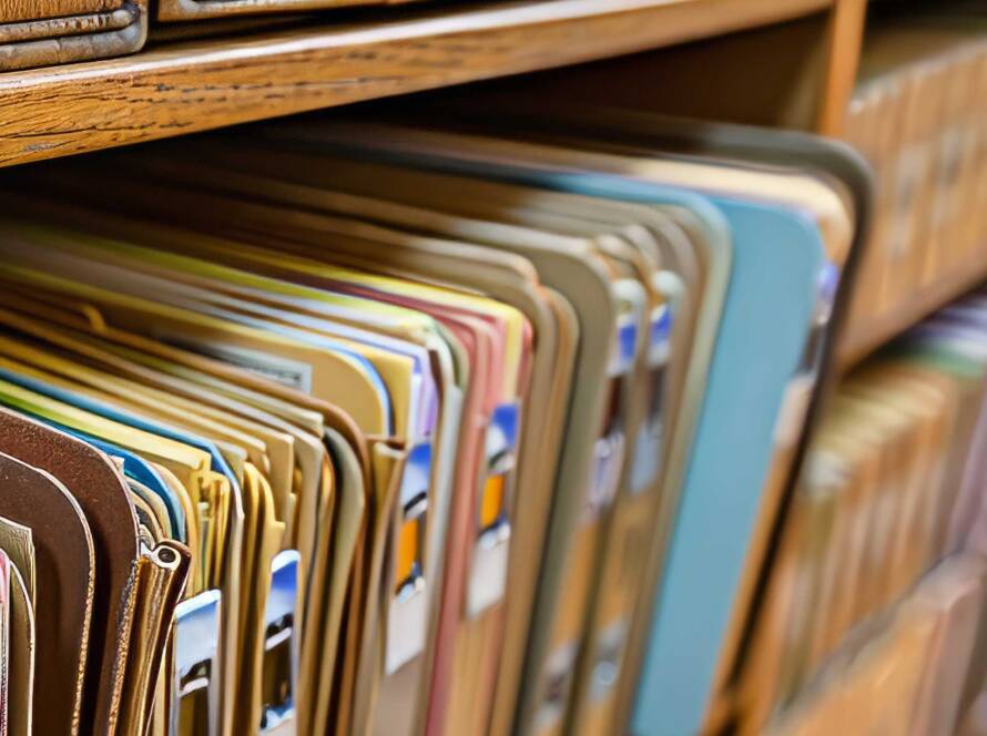 Medical files on shelf