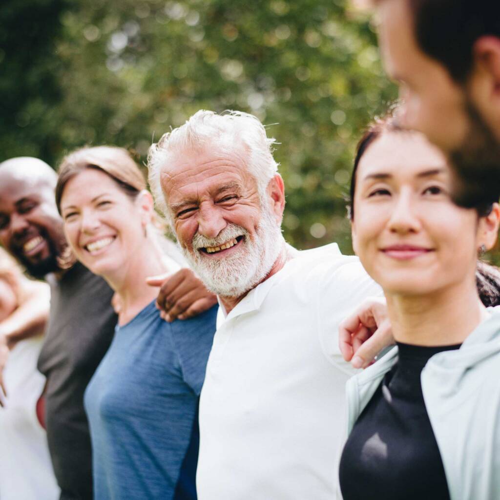 Happy people in a group